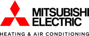 Mitsubishi logo with a red three-diamond emblem on the left and the word "Mitsubishi" in black on the right.