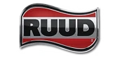 Red and black Ruud logo with wavy edges on a white background.